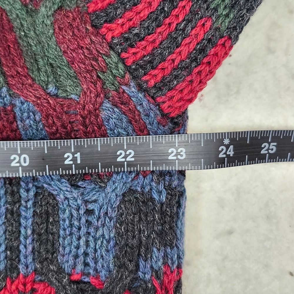 Vintage Woolrich 100% Wool Sweater Geometric Coogi Style Knit 80s Large - Picture 5 of 8